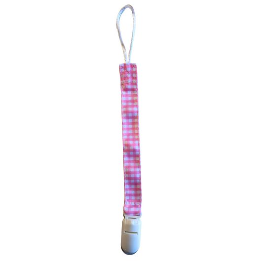 Portachupetes Cuadrillé Rosado