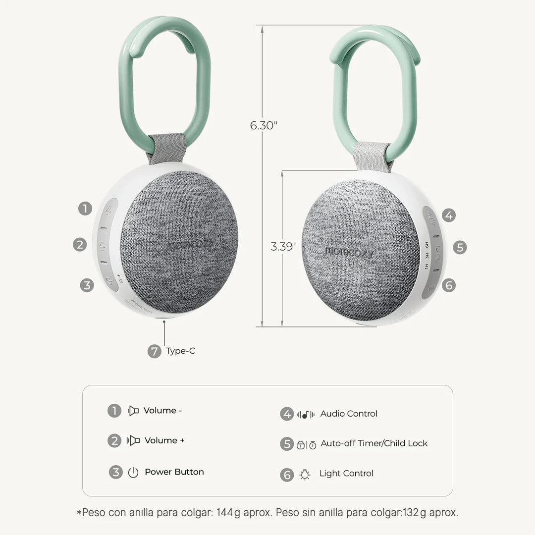 Ruido Blanco Colgante y Portátil para Coche de Bebé