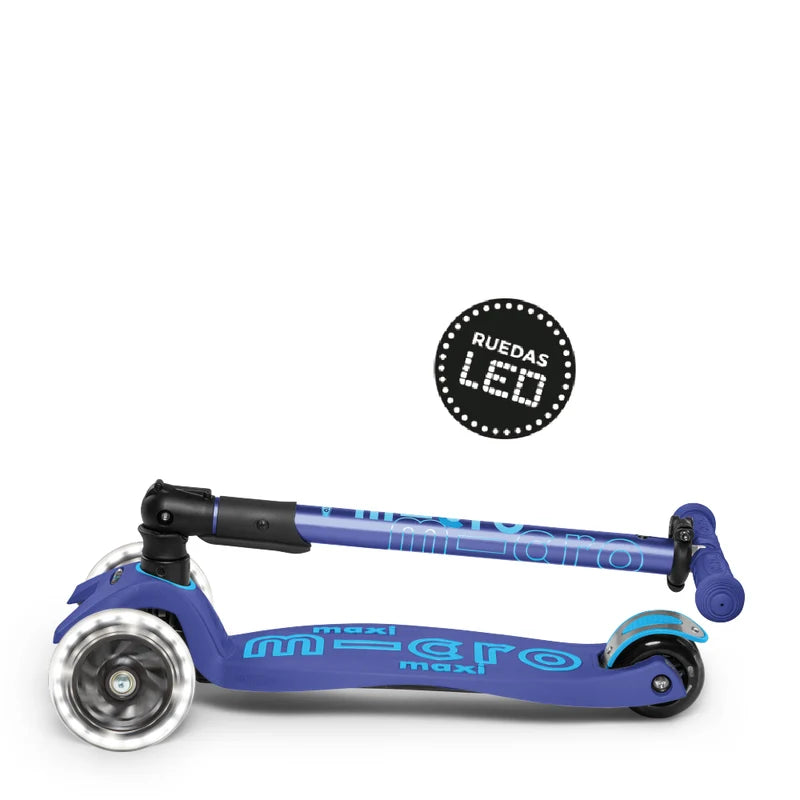 Scooter Maxi Micro Deluxe Plegable LED Azul