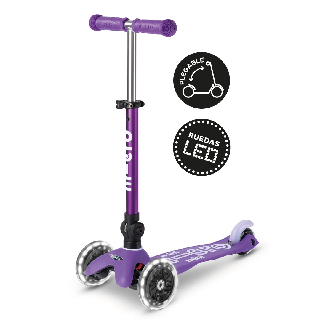 Scooter Mini Micro Deluxe Plegable Morado con Luz LED