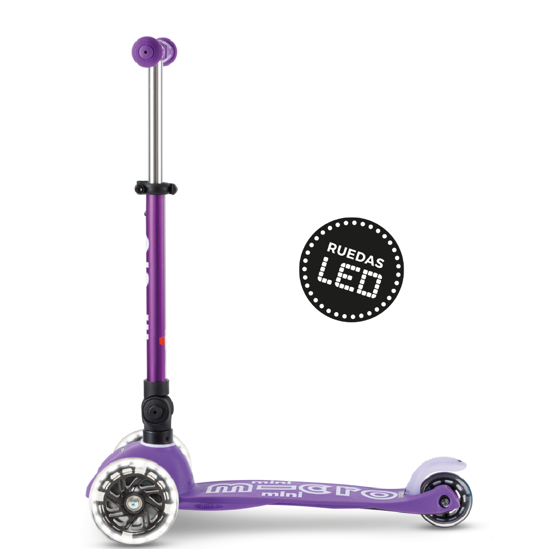 Scooter Mini Micro Deluxe Plegable Morado con Luz LED