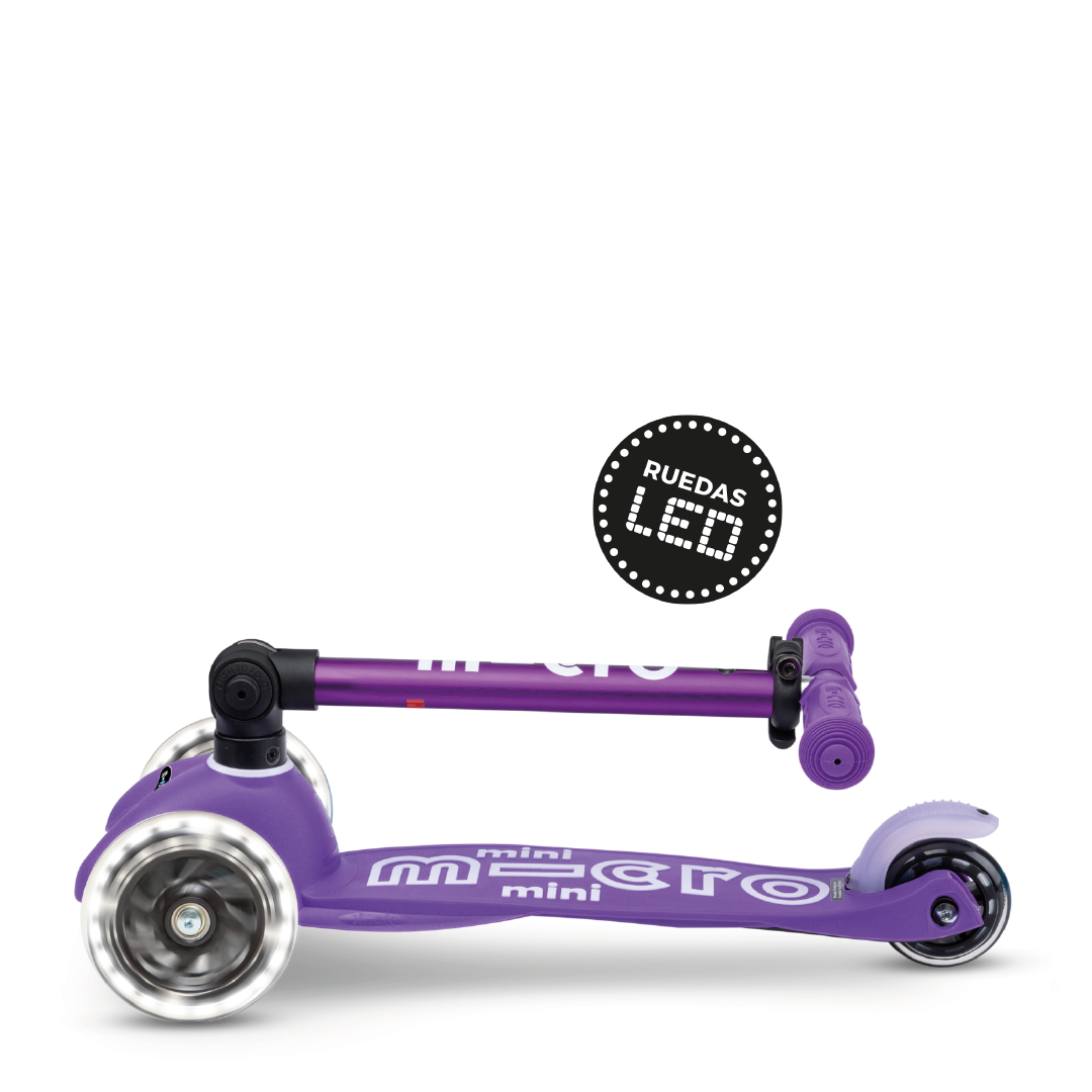 Scooter Mini Micro Deluxe Plegable Morado con Luz LED