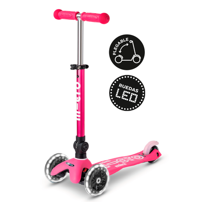 Scooter Mini Micro Deluxe Plegable Rosado con Luz LED