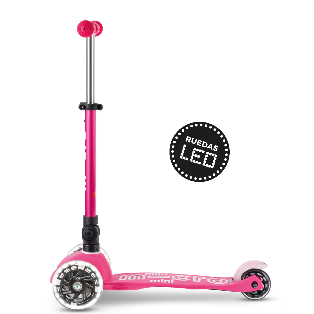 Scooter Mini Micro Deluxe Plegable Rosado con Luz LED