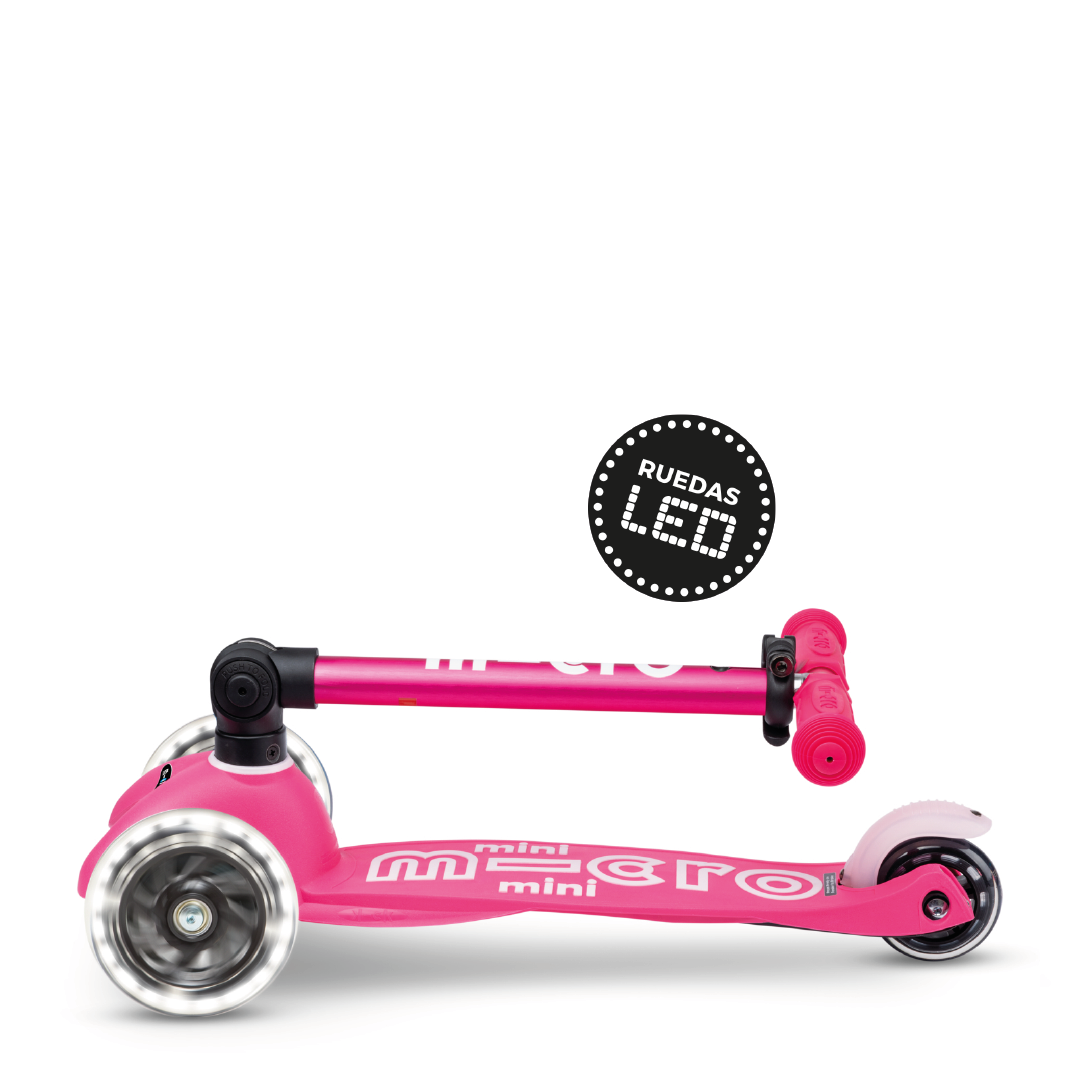 Scooter Mini Micro Deluxe Plegable Rosado con Luz LED
