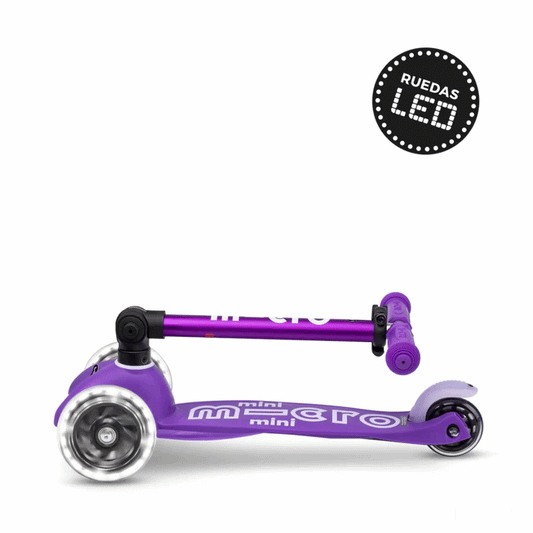 Scooter Mini Micro Deluxe Plegable Morado con Luz LED