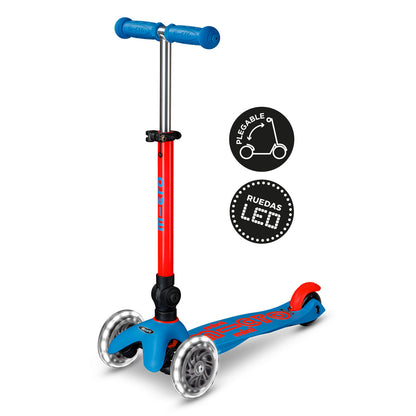 Scooter Mini Micro Deluxe Plegable Neón Naranjo Aqua con Luz LED