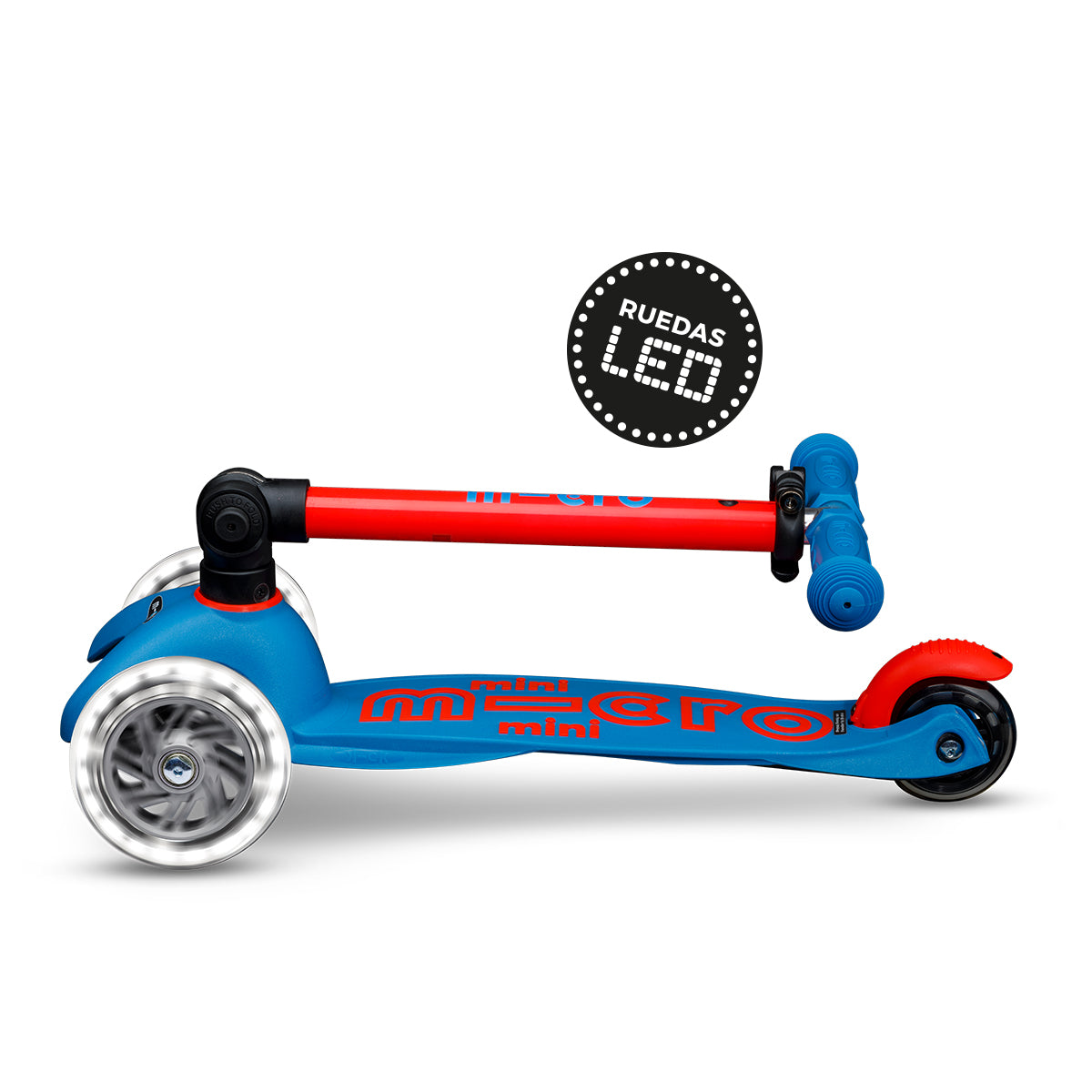 Scooter Mini Micro Deluxe Plegable Neón Naranjo Aqua con Luz LED