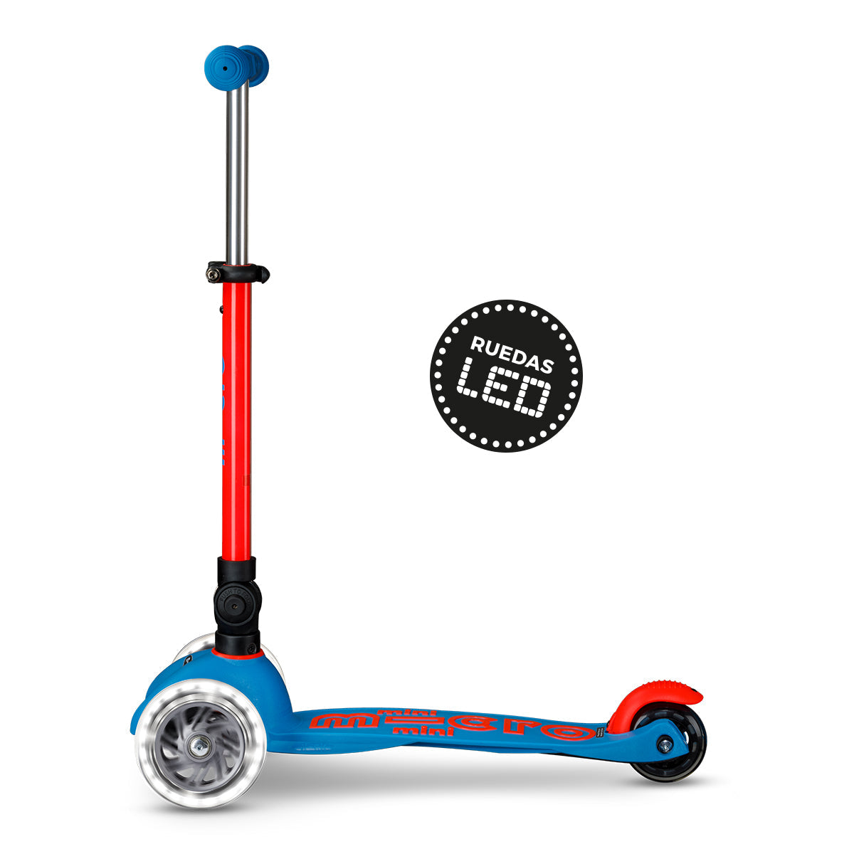 Scooter Mini Micro Deluxe Plegable Neón Naranjo Aqua con Luz LED