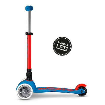 Scooter Mini Micro Deluxe Plegable Neón Naranjo Aqua con Luz LED