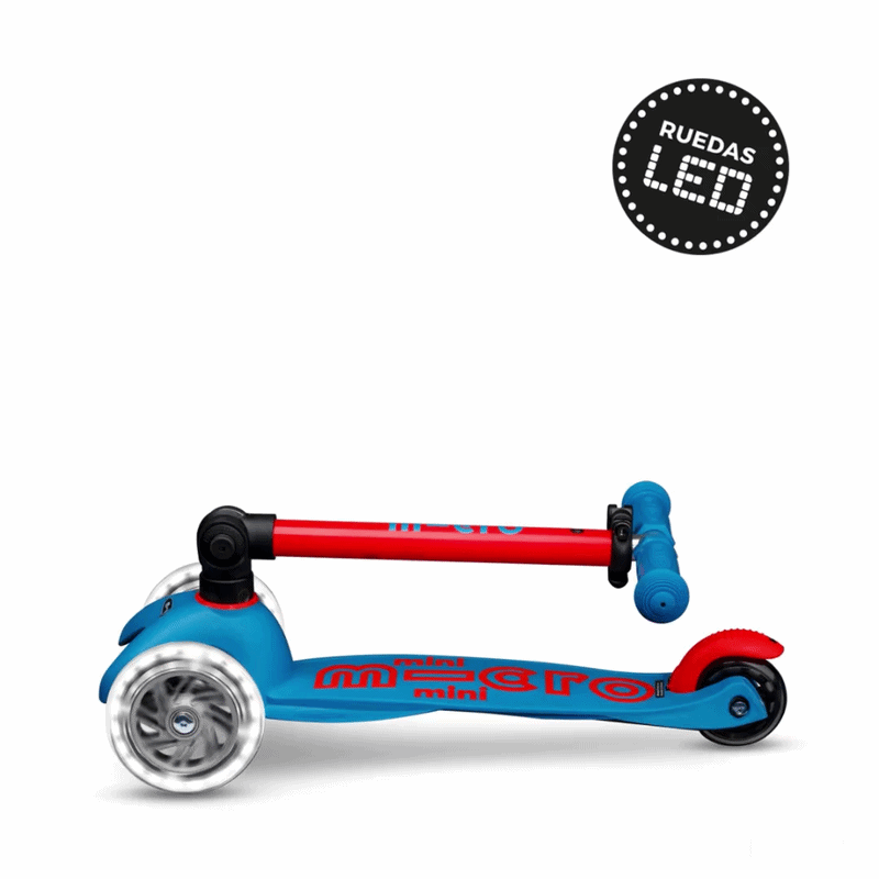 Scooter Mini Micro Deluxe Plegable Neón Naranjo Aqua con Luz LED