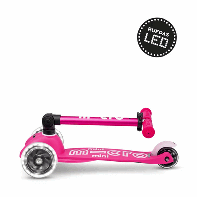 Scooter Mini Micro Deluxe Plegable Rosado con Luz LED