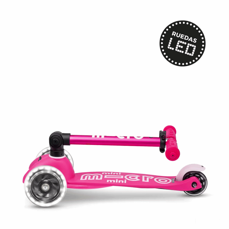 Scooter Mini Micro Deluxe Plegable Rosado con Luz LED