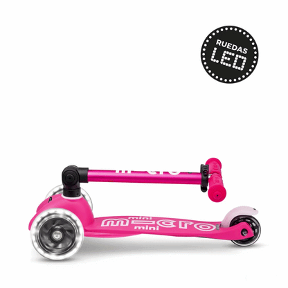 Scooter Mini Micro Deluxe Plegable Rosado con Luz LED