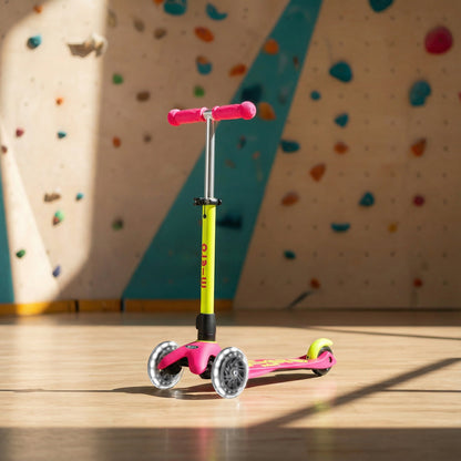 Scooter Mini Micro Deluxe Plegable Neón Amarillo Rosado con Luz LED