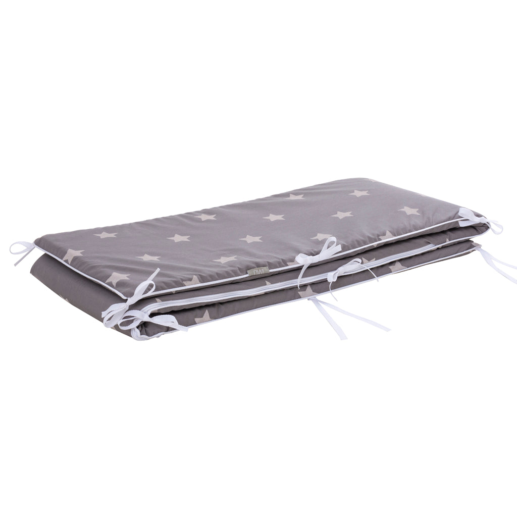 Protector Cuna Poplin Gris Estrellas