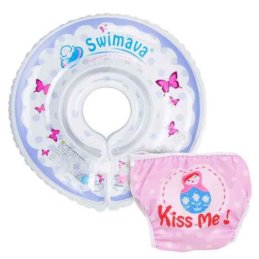 Set Flotador De Cuello + Pañal De Agua Mariposa