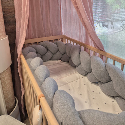 Protector de Cuna Trenza Chichonera Gris liso