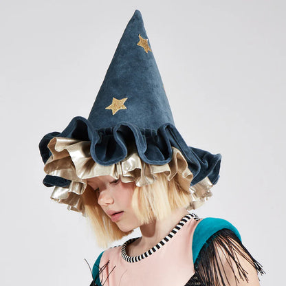 Gorro de bruja de terciopelo Azul