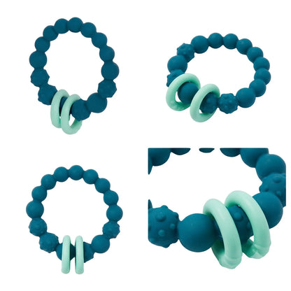 Sonajero y Mordedor De Argollas Azul