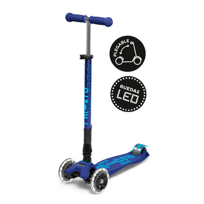 Scooter Maxi Micro Deluxe Plegable LED Azul