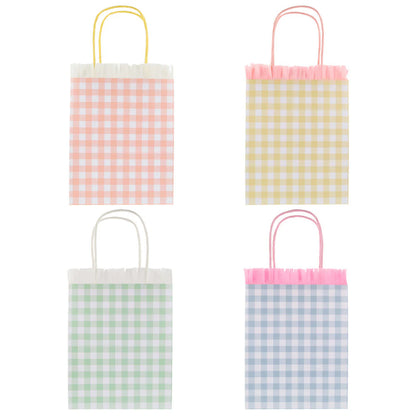 Bolsas para sorpresas cuadrillé pastel 4 colores