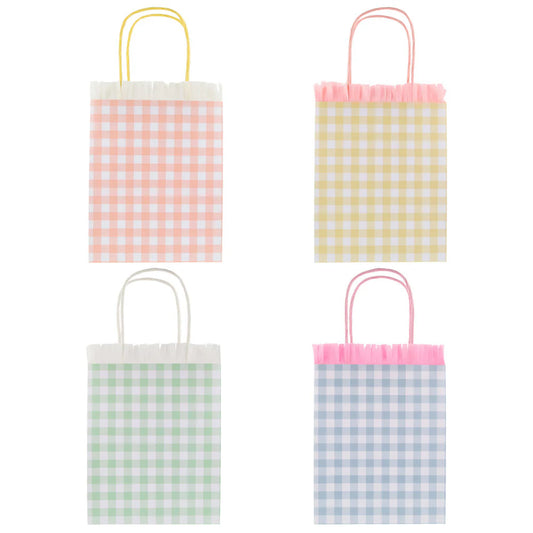 Bolsas para sorpresas cuadrillé pastel 4 colores