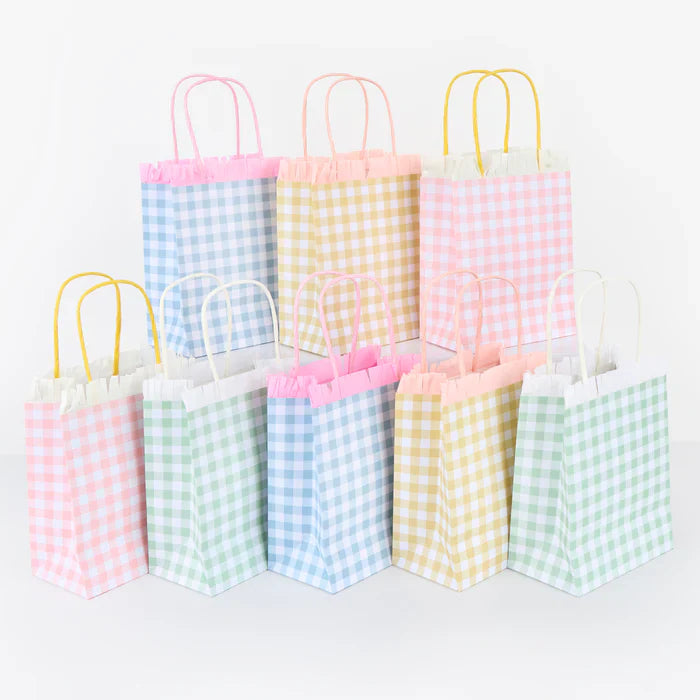 Bolsas para sorpresas cuadrillé pastel 4 colores