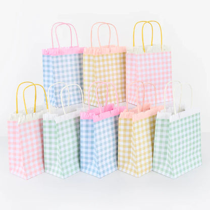 Bolsas para sorpresas cuadrillé pastel 4 colores