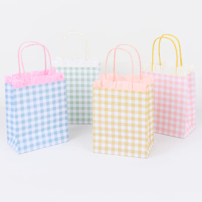 Bolsas para sorpresas cuadrillé pastel 4 colores