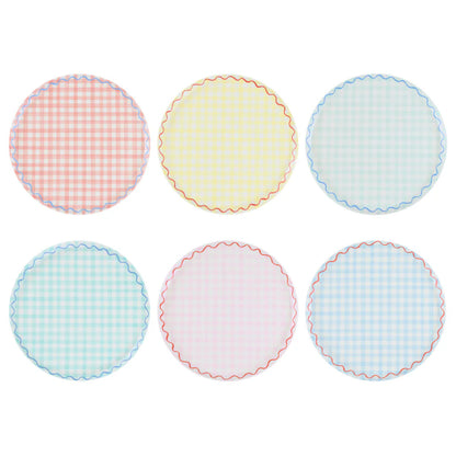 Set x 6 platos reutilizables cuadrillé Grandes