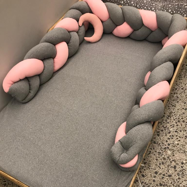 Protector de Cuna Trenza Chichonera Gris liso