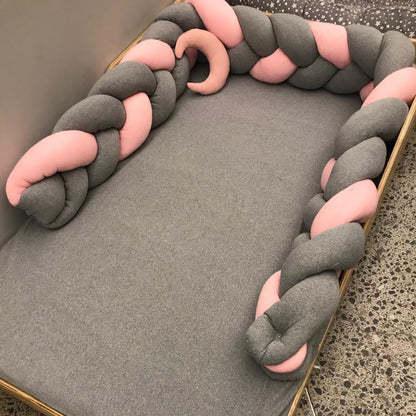 Protector de Cuna Trenza Chichonera Gris liso