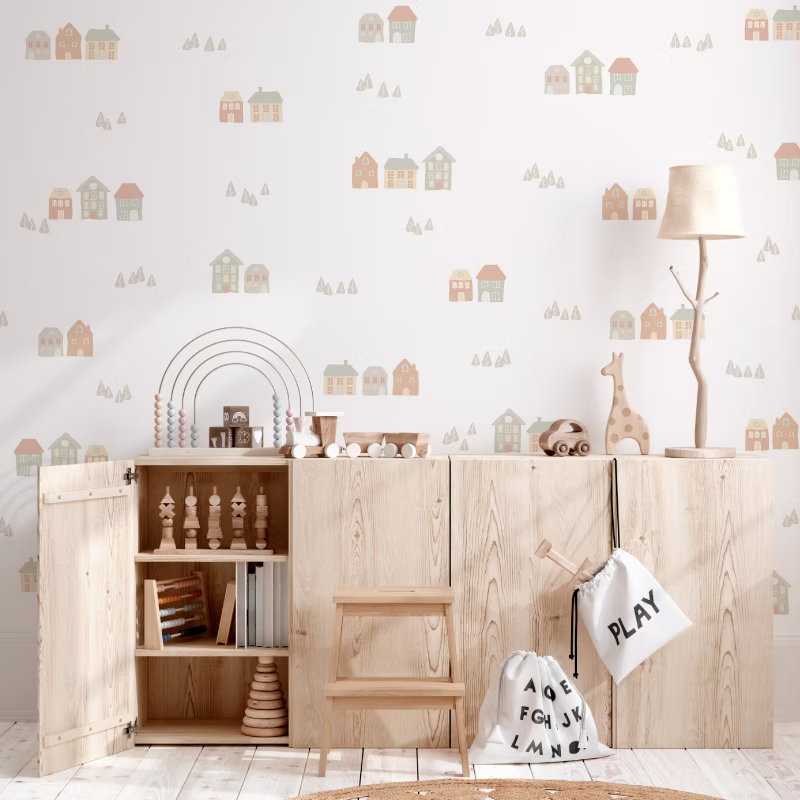 Stickers de Muro removibles Casitas Naranjas