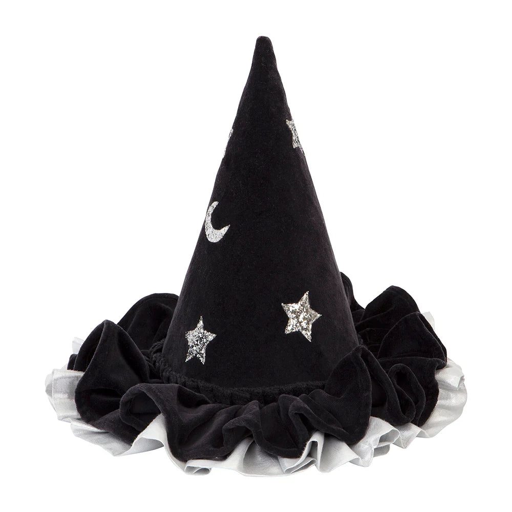 Gorro de bruja de terciopelo Negro