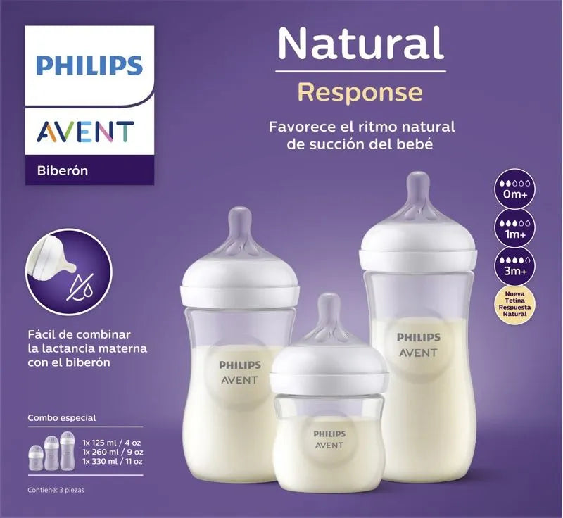 Set 3 Mamaderas Natural Response 125ml + 260ml + 330ml