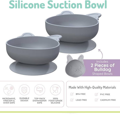 Pack 2 bowls silicona con ventosa Gris