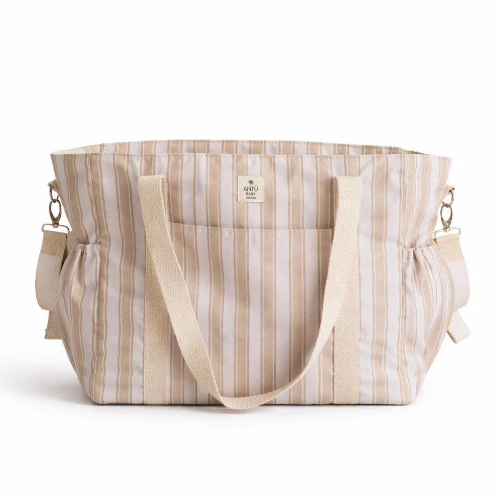 Bolso de Maternidad Rayas Beige