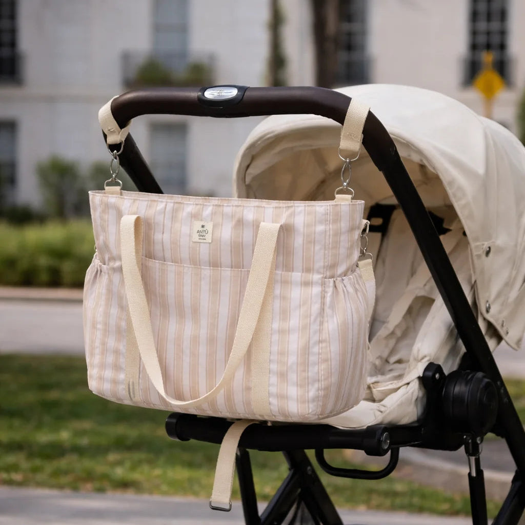 Bolso de Maternidad Rayas Beige