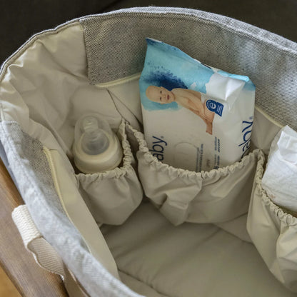 Bolso de Maternidad Rayas Beige