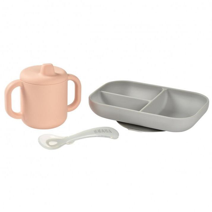 Set Plato Vaso Cuchara Rosa