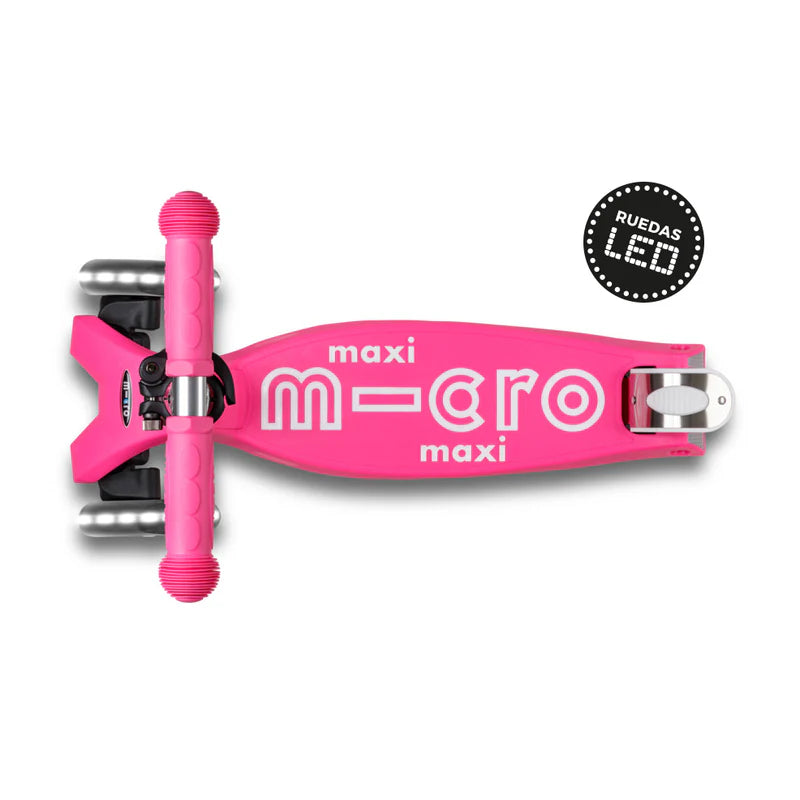 Scooter Maxi Micro Deluxe Plegable LED Rosado Fuerte
