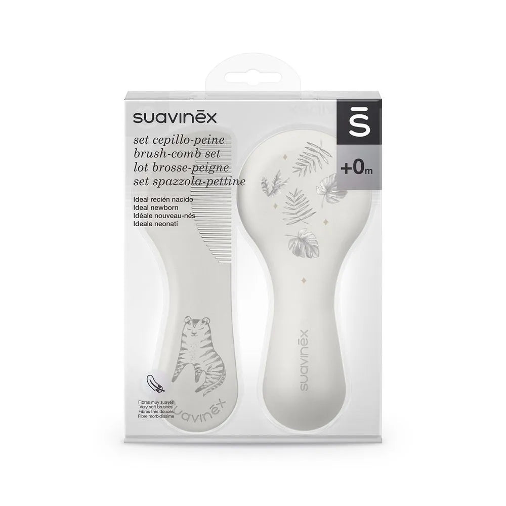 Cepillo y Peineta Suave Gris