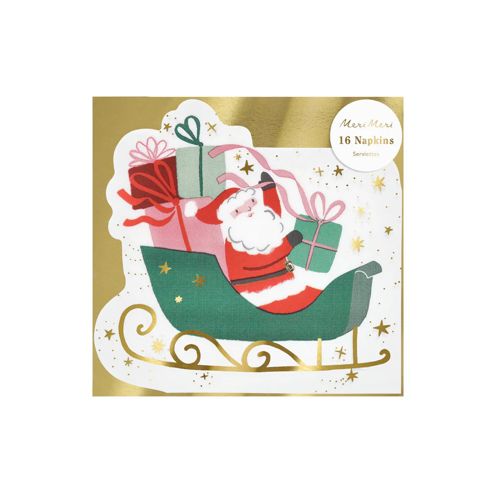 Servilleta con forma de Santa en trineo