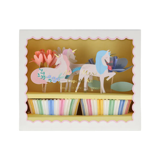 Kit para cupcakes Unicornios con flores