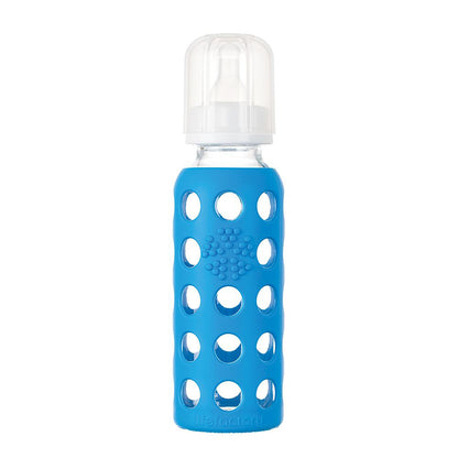 Mamadera De Vidrio Con Funda De Silicona (250 ml) Azul