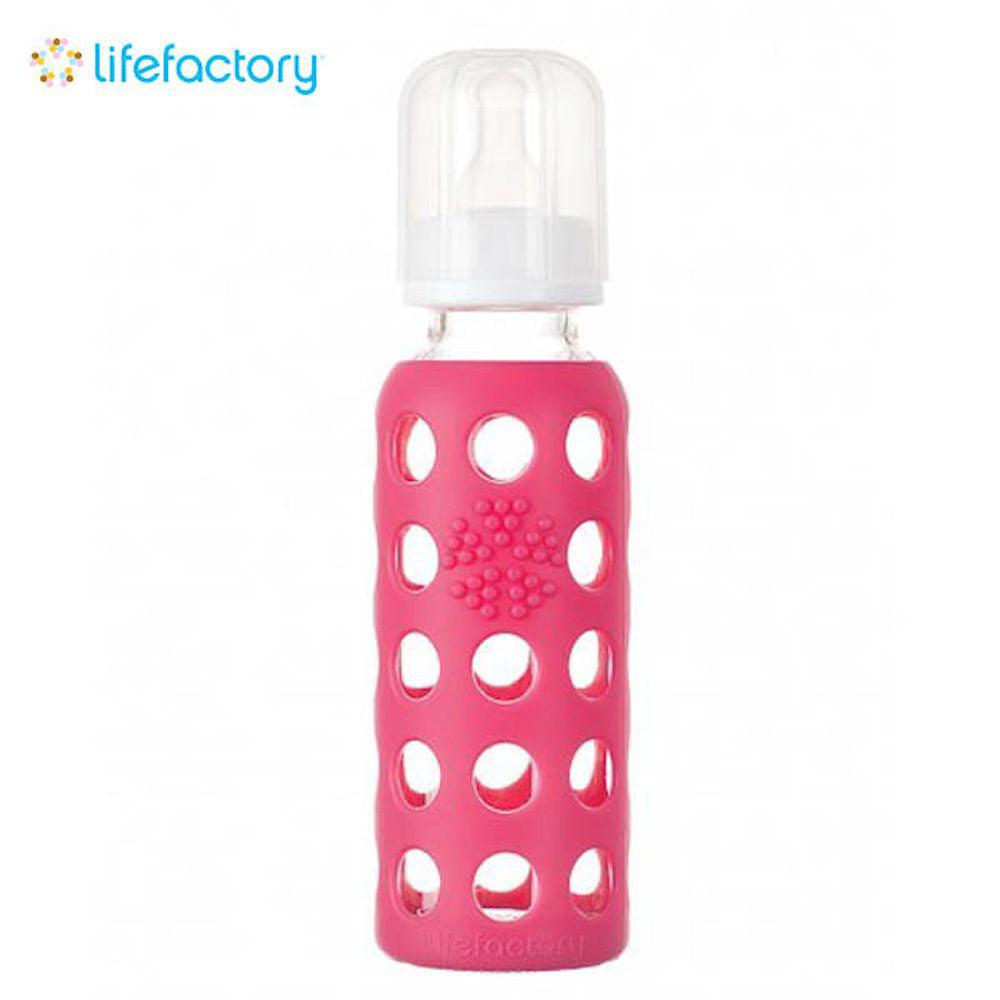 Mamadera De Vidrio Con Funda De Silicona (250 ml) Raspberry