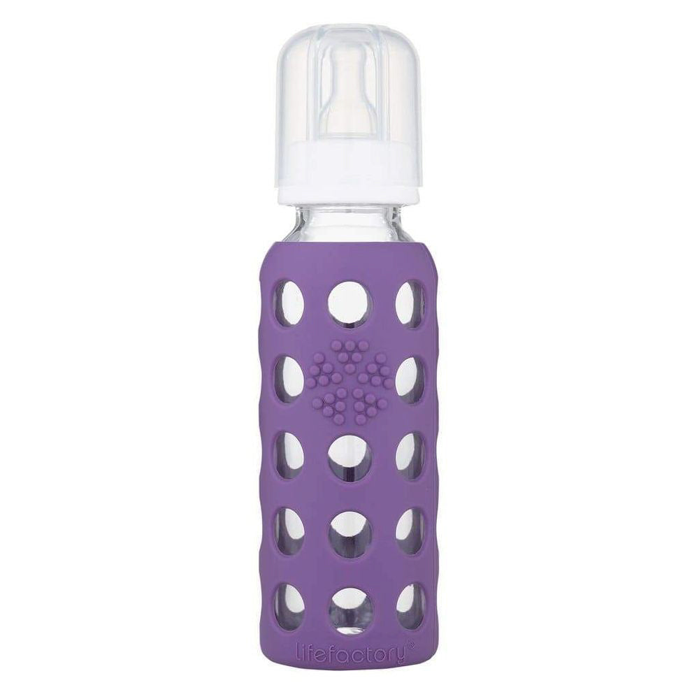 Mamadera De Vidrio Con Funda De Silicona (250 ml) Uva