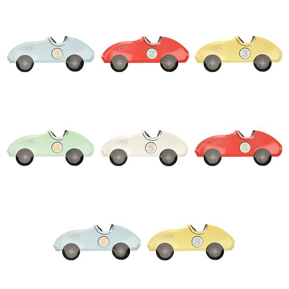 Platos con forma de autos de carreras