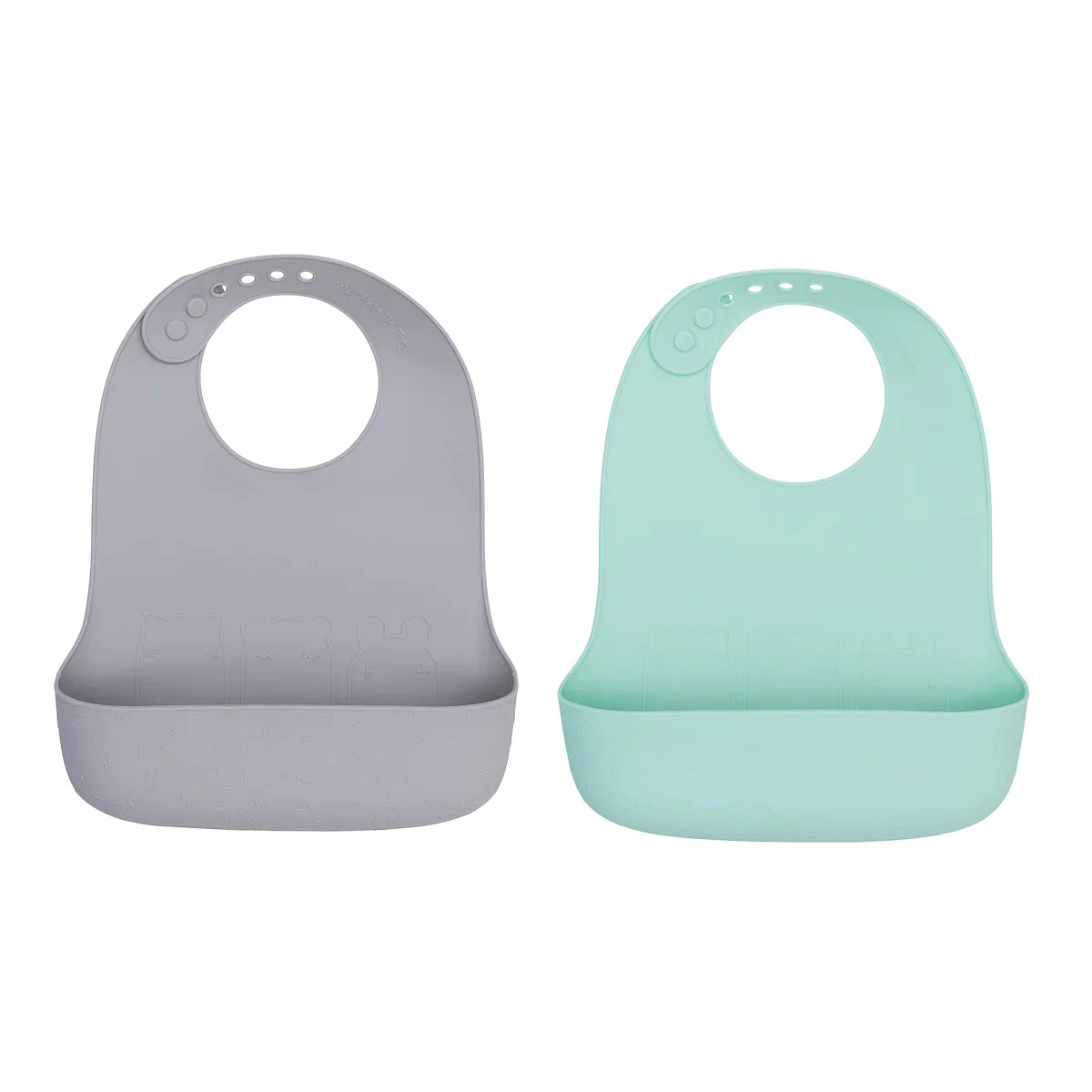 Baberos de silicona Menta Gris pack de 2